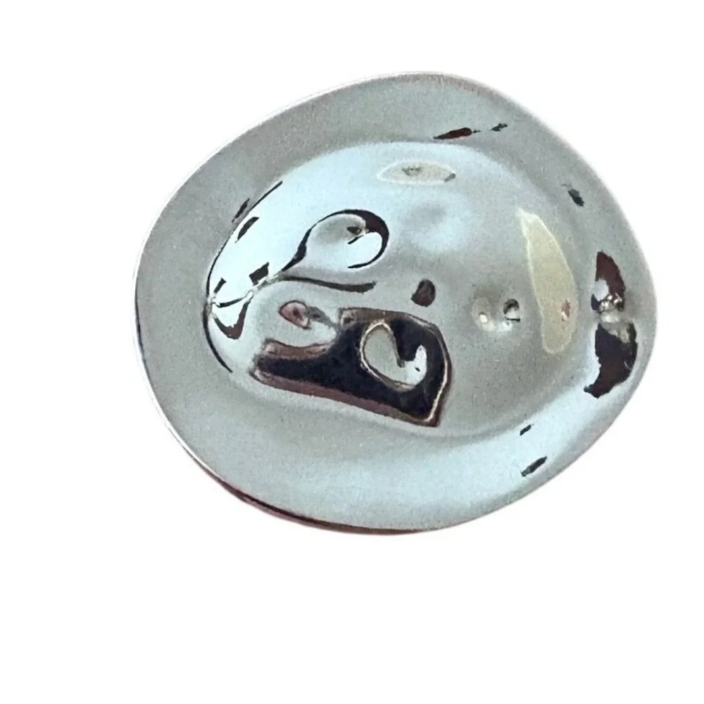 Modernist Abstract Silver Tone Molten Organic Circular Statement Brooch Pin